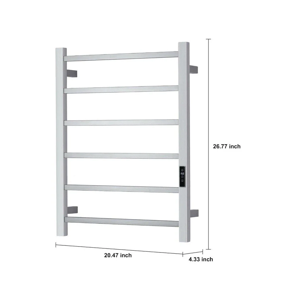 Towel Warmer 6 Bar Electric Heated Towel Rack Wall Mount Plug-in/Bath Towel Heat